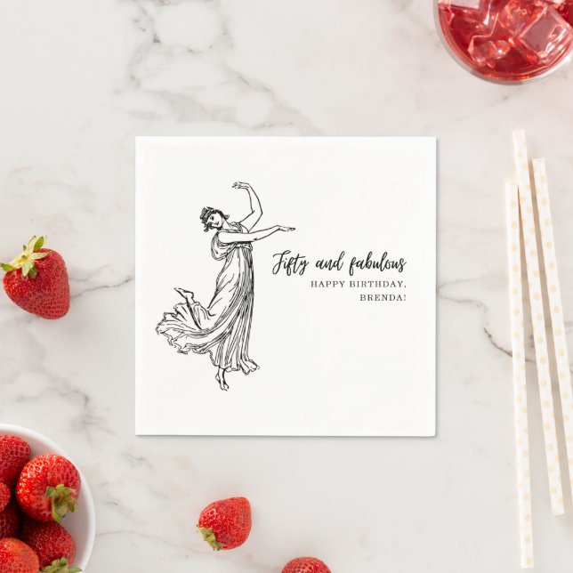 50th Birthday Classic Dancing Woman Party Napkin (Insitu)