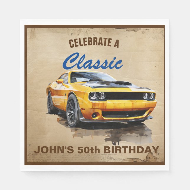 50th Birthday Classic Muscle Car  Napkin (Front)