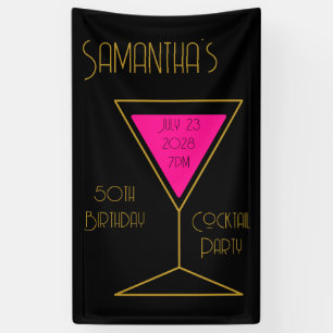 50th Birthday Cocktail Party Black Gold Birthday Banner