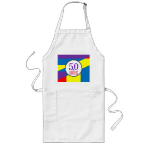 50th Birthday Cooking Colour Block Style Long Apron