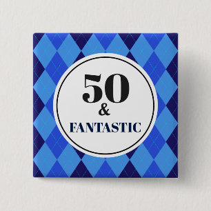50th Birthday Cool Blue Fantastic 2 Inch Square Button