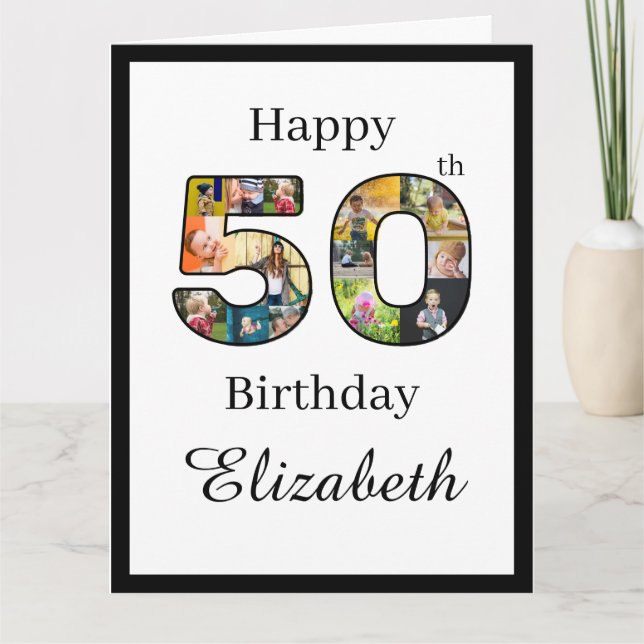 50th Birthday Create Your Own Multi Photo Custom Card (Front)