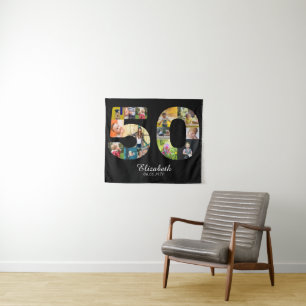 50th Birthday Create Your Own Multi Photo Tapestry