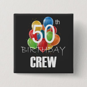 50th Birthday Crew 50 Party Crew Group Square 2 Inch Square Button