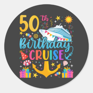 50th Birthday Cruise B-Day Party Classic Round Sticker