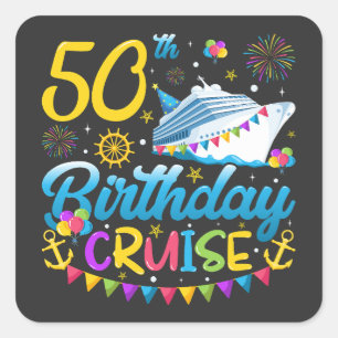 50th Birthday Cruise B-Day Party Square Sticker