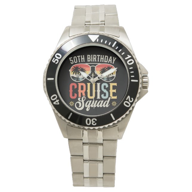 50TH Birthday Cruise Squad Family Matching Men Watch (Front)