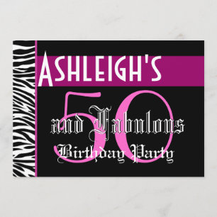 50th Birthday Custom Template - Zebra Pink Black