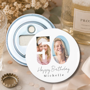 50th Birthday Custom Two Photo bottle opener