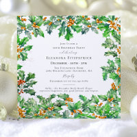 50th Birthday December Birth Flower Holly Square
