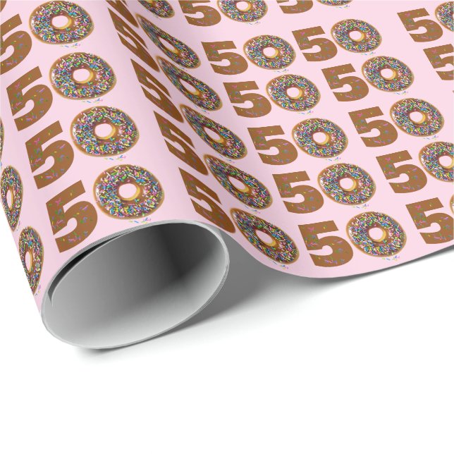 50th Birthday Doughnut Card Wrapping Paper (Roll Corner)