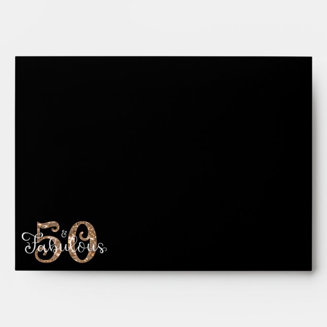 50th Birthday Elegant 50 AND FABULOUS Gold Black Envelope (Front)