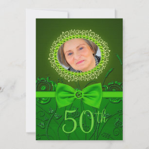 50th birthday elegant green floral invitation card