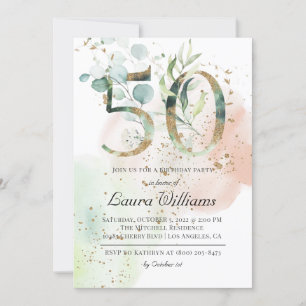50th Birthday Eucalyptus Greenery Invitation