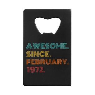 50th Birthday February 1972 Credit Card Bottle Opener