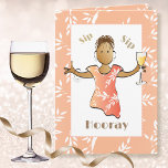 50th Birthday Female Cartoon Ethnic Funny Saying  Card<br><div class="desc">Get the party started with this cute and fun birthday card toasting that fabulous 50 year old.  Personalize with her name and a message</div>