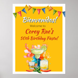 50th Birthday Fiesta Themed Bienvenidos Welcome  Poster