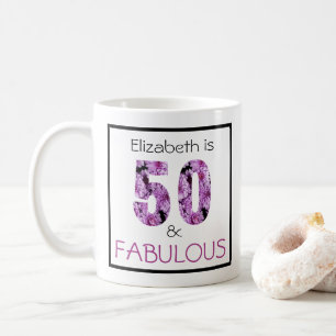 50th Birthday Fifty and Fabulous Chrysanthemum Coffee Mug