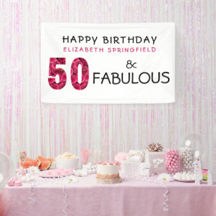  50th Birthday Fifty and Fabulous Personalized Banner