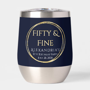 50th Birthday Fifty and Fine Navy Gold Custom