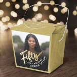 50th birthday Fifty script gold black photo  Favor Box<br><div class="desc">Fifty gold script and gold look two sided photo party favour boxes. Personalize this 50th birthday party script photo favour box with your own birthday girls name and photo of your birthday girl or boy. Other years and matching items are available and can be created by request. © Original design...</div>