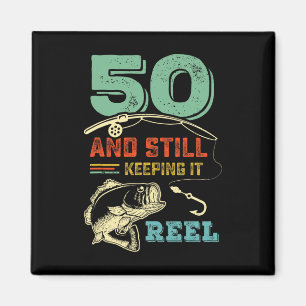 50th Birthday Fishing Turning 50 Fisherman Mens Pu Magnet