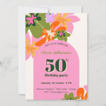 50th birthday floral colourful elegant feminine 