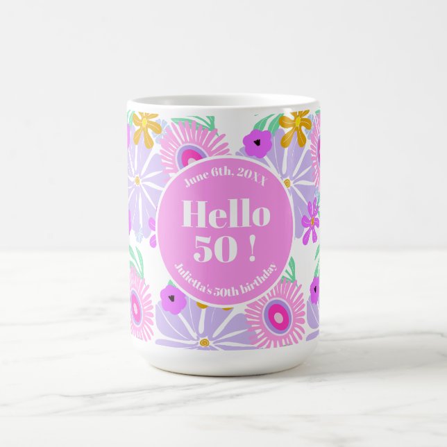 50th birthday floral romantic classic pretty Mug (Centre)