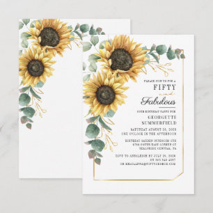50th Birthday Floral Sunflower Eucalyptus Party Invitation