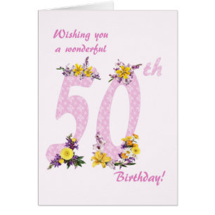 50th Birthday Flower Decorated Numbers