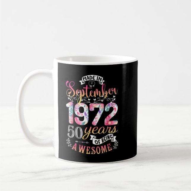 50th Birthday Flowers Gift for Women Born in Septe Coffee Mug (Left)