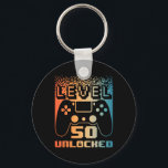 50th Birthday For Men Level 50 Unlocked Gamer 50 Y Keychain<br><div class="desc">50th Birthday For Men Level 50 Unlocked Gamer 50 Year Old</div>