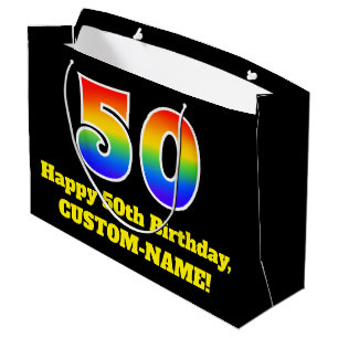 50th Birthday ~ Fun, Colourful, Vibrant, Rainbow 5 Large Gift Bag