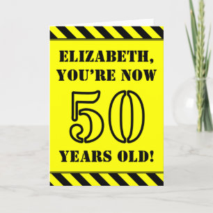 50th Birthday: Fun Stencil Style Text, Custom Name Card