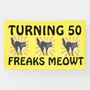 50TH BIRTHDAY FUNNY CAT BANNER