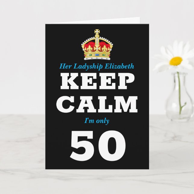 50th Birthday Funny Keep Calm Add Message Women's Card (Small Plant)