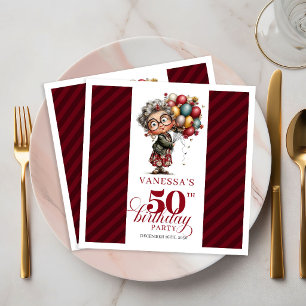 50th Birthday Funny Old Lady Napkins Party Theme 