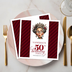 50th Birthday Funny Old Lady Whimsical Paper Napki Napkin