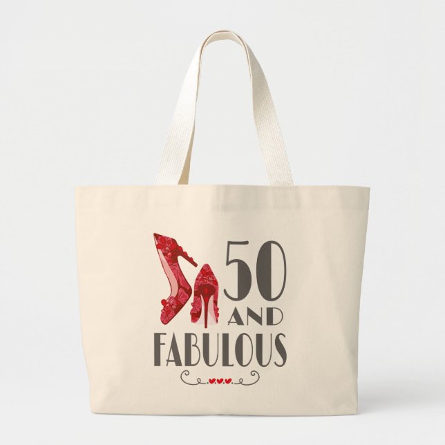 50th Birthday Gift Im 50 And Fabulous Gift Large Tote Bag (Front)