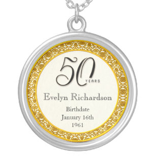 50th Birthday Gift - Vintage Gold Lace Pendant