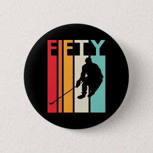 50th Birthday Gift Vintage Hockey 50 Year Old Bir 2 Inch Round Button