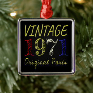 50th Birthday Gift Vintage Retro 1971 Metal Ornament