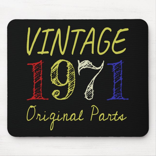 50th Birthday Gift Vintage Retro 1971 Mouse Pad (Front)