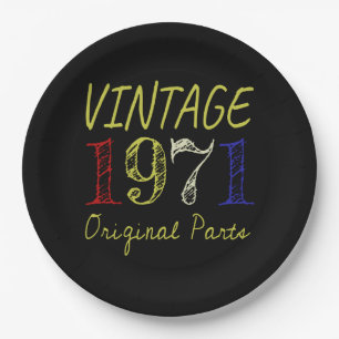 50th Birthday Gift Vintage Retro 1971 Paper Plate
