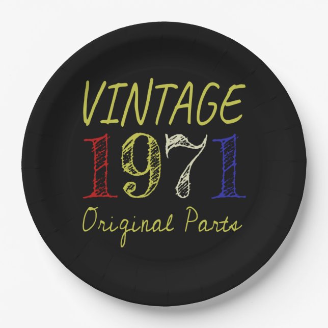 50th Birthday Gift Vintage Retro 1971 Paper Plate (Front)