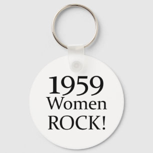 50th Birthday Gifts, 1959 Women Rock! Keychain