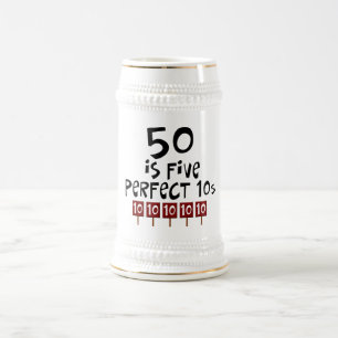 50th birthday gifts, 50 is 5 perfect 10s! beer stein