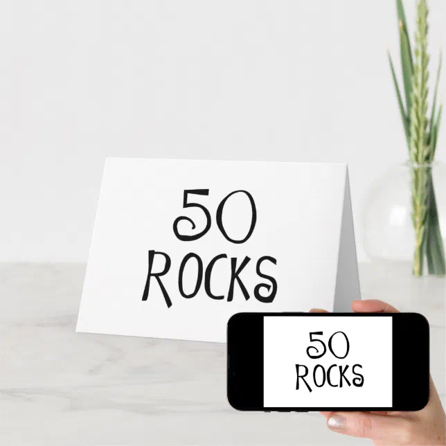 50th birthday gifts, 50 ROCKS Card | Zazzle