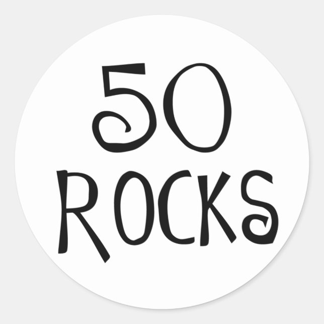 50th birthday gifts, 50 ROCKS Classic Round Sticker (Front)