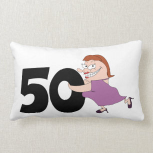 50th birthday gifts - Funny cartoon birthday Lumbar Pillow
